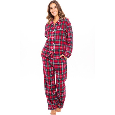 TheMogan Women's Cozy Plannel Plaid Cotton Pocket Wide Leg Pajama