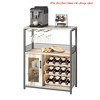 Living Room Wine Bar Rack Cabinet w/ Storage Space & Detachable Wine Rack, Coffee Bar w/ Glass Holder, 3-Tier Kitchen Buffet Cabinet - 3 of 4