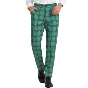 INSPIRE CHIC Men's Plaid Casual Regular Fit Flat Front Stretch Dress Pants - 1 of 4