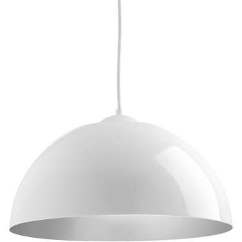 Progress Lighting Dome 1-Light LED Pendant, Satin Aluminum Finish, Painted Silver Interior, 3000K, 662 Lumens, Dry Rated