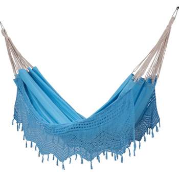 Bahia Crochet Double Hammock - Blue - Sol Living