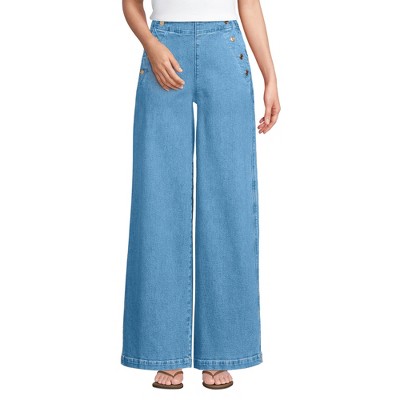 Lands' End Women's Soft Denim High Rise Mariner Panel Extra Wide Leg Pants