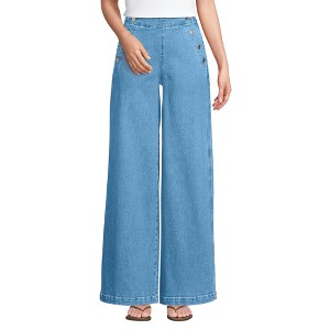 Lands' End Women's Soft Denim High Rise Mariner Panel Extra Wide Leg Pants - 1 of 3