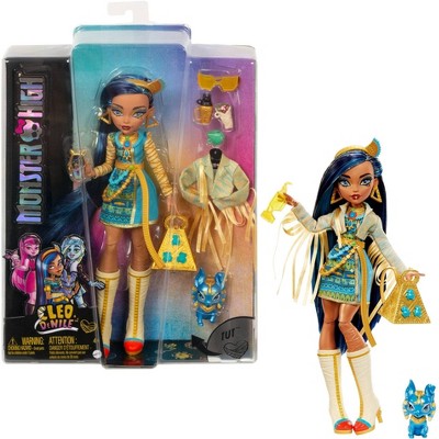 Lot of 2 Monster High Doll Cleo De Nile & Clawdeen Wolf with Pet