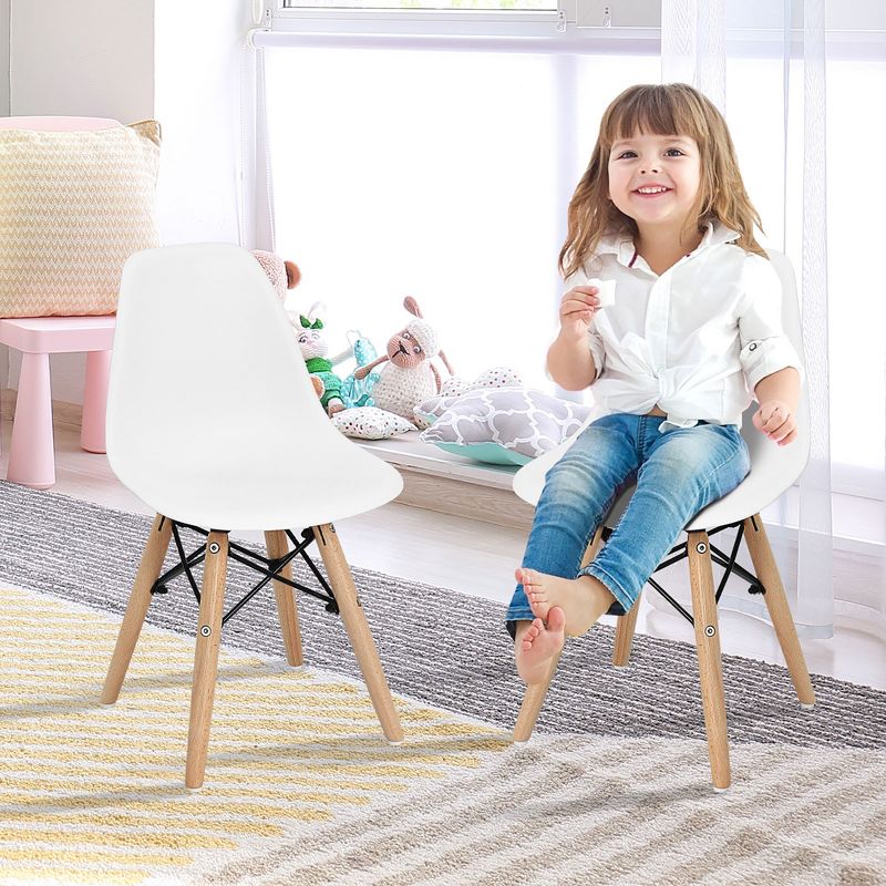 Costway 4 PCS Kids Chair Set Mid-Century Modern Style Dining Chairs w/ Wood Legs, 2 of 11