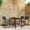 vidaXL Garden Dining Set Black Steel, PE Rattan Standard Stackable - Gray 55.1" Table Length 4 Piece - 2 of 4