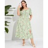 Plus Size Summer Dress for Women Square Neck Casual Boho A Line Maxi Dress - 3 of 4