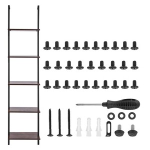 VEVOR Ladder Shelf, 5-Tier Bookshelf 15.6x11.8in, Open Wall-Mounted Ladder Shelf with Metal Frame,Storage Rack Sundries Holder, Black - 1 of 4