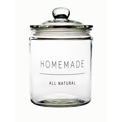 Amici Home Stockholm Glass Round Canister, Food Safe, Push Top Lid with Gasket, Airtight, For Storage, Dry Goods Container, 36 oz.