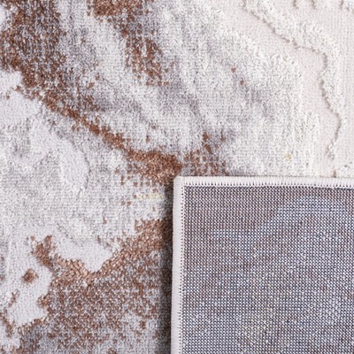 Beige and Brown Abstract Square Synthetic Area Rug
