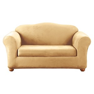 Stretch Suede 2 Piece Loveseat Slipcover Camel - Sure Fit