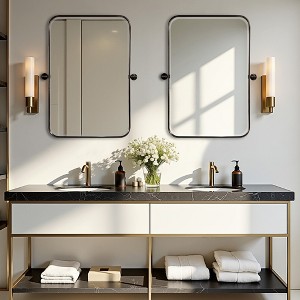 Spassway Bathroom Vanity Mirrors Black/Gold/Silver Rectangular Wall Mounted Beveled Glass Modern Decorative Mirror for Bathroom Bedroom Living Room - 1 of 4