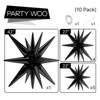 PartyWoo Foil Balloons Black Star 42 27 22 Inch 10 pcs - 3 of 4