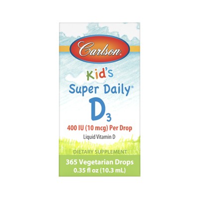 Carlson - Kid's Super Daily D3, Vitamin D Drops, 400 Iu (10 Mcg) Per ...