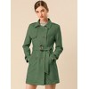 Allegra K Women's Notched Lapel Double Breasted Faux Suede Trench Coat with Belt - 2 of 4