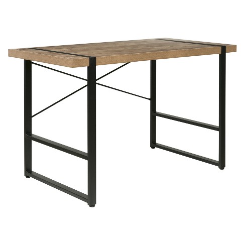 Bourbon Foundry Writing Desk Wood And Black Steel Oak Onespace Target