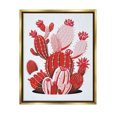 Stupell Industries Modern Red Cacti Framed Floater Canvas Wall Art