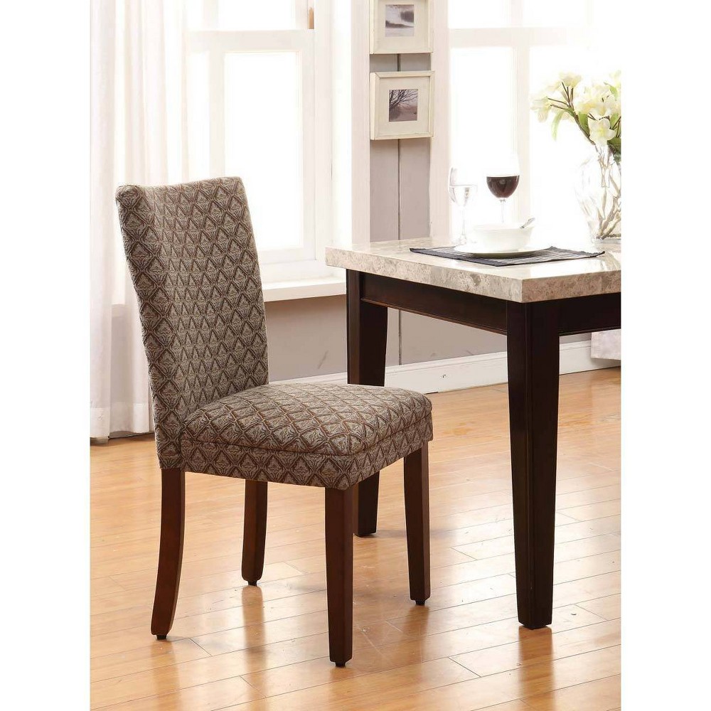 Photos - Chair Parsons Dining  Blue/Brown Damask - HomePop