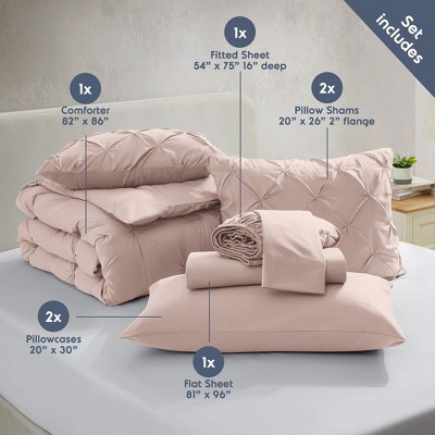 Peach Beige Full Microfiber 7-Piece Bed in a Bag Set