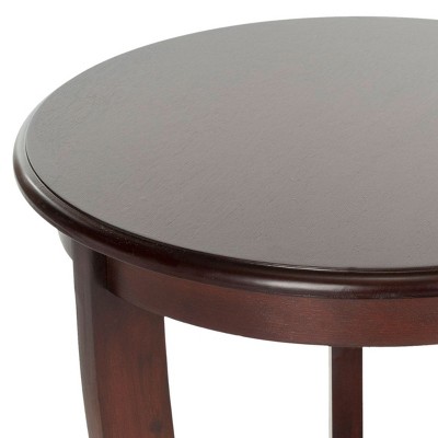 Transitional Round Brown Wood and Stone Pedestal Table