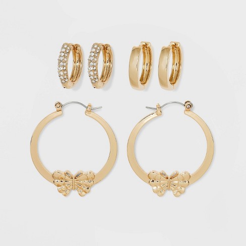 Ear Cuff And Hoop Earring Set 3pc - A New Day™ Gold : Target