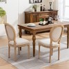 French Linen Dining Chairs Set of 2 with Upholstered Round Back,Antique Finish Solid Wood Frame for Dining Room-Baofuwish - 2 of 4