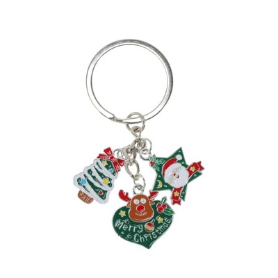 Unique Bargains Christmas Keychain Double Ring Zinc Alloy Multi-colored 1 Pc