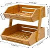 2 Tier Bamboo Fruit Basket for Kitchen, 11" Tall Fruit Storage Holder, Heavy Duty/Large Capacity for Vegetables, Fruit, and Snack(Self-assembly) - 2 of 4
