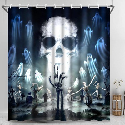 LunaLulinlk Black Skull Halloween Shower Curtain