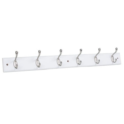 Birdrock Home Tri Hook Coat Rack - 3 Hooks - Wall Mount Hat Rack - White  Finish - Satin Nickel Hooks : Target