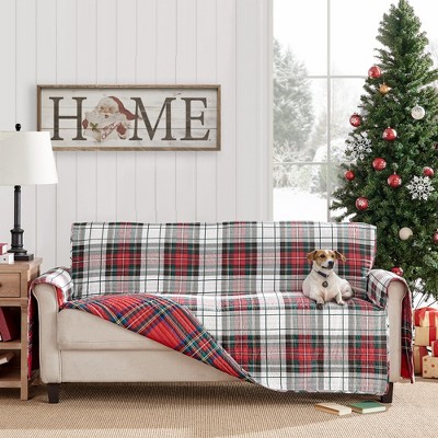 Spencer Plaid Red and Green Cotton Loveseat Cover