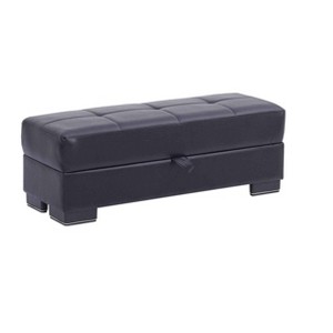 HomeRoots 50" Black and Brown Faux Leather Storage Ottoman - 1 of 4