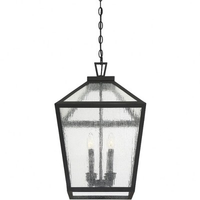 Woodstock Matte Black Glass 4-Light Outdoor Hanging Lantern