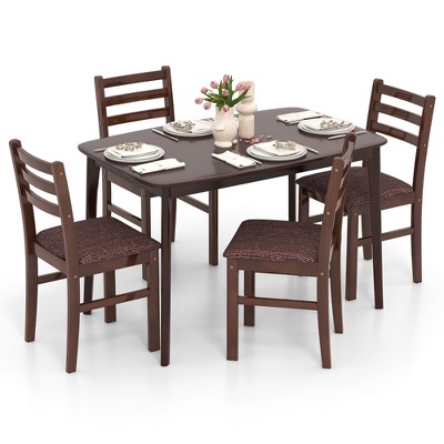 Tangkula 5 PCS Dining Table Set for 4 w/ Padded Seat Curved Backrest for Dining Room
