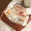 Makeup Bag, Portable Cosmetic Bag, Large Capacity Travel Makeup Case Organizer, Women Toiletry Bag for Girls Traveling With Handle and Divider - 3 of 4