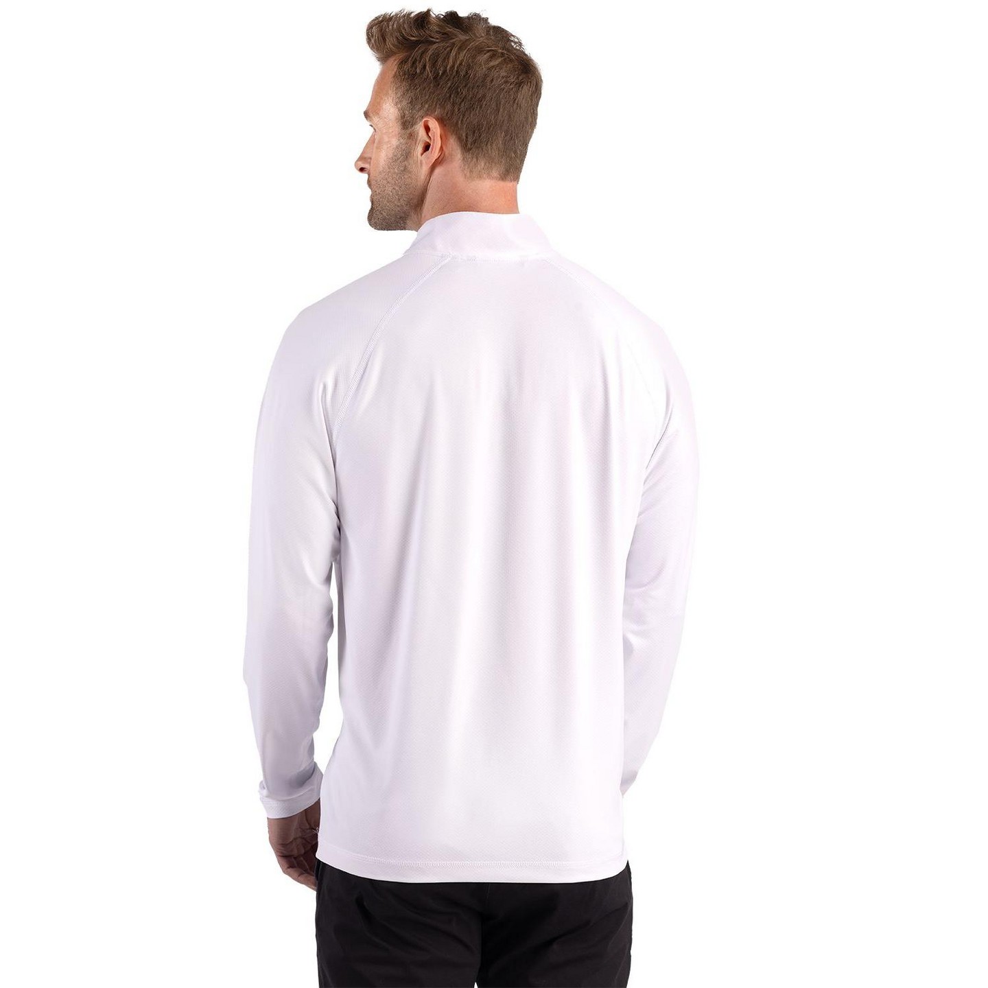 Мужская толстовка на молнии Cutter & Buck Prospect Recycled Featherlight Stretch Mens Quarter Zip - White, цвет: Белый — фото 2