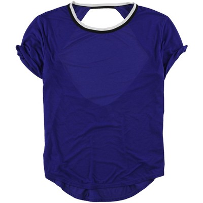 Free People Womens Zephyr Open Back Basic T-Shirt, Blue, Medium