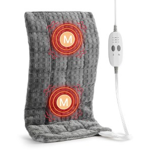 Weighted Heating Pad with 2 Massagers, Electric Heating Pad for Back, Neck & Shoulder, 3 Heat Levels, 3 Vibration Modes, Grey - 1 of 4