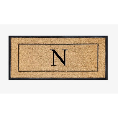 A1HC Natural Coir and Rubber Backing Monogrammed Door Mat, Anti-Shed Entry Doormat