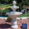 Sunnydaze Outdoor 2-Tier Solar Powered Water Fountain with Battery Backup and Submersible Pump - 35" - White Earth Finish - image 2 of 4