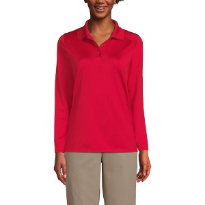 Lands' End School Uniform Women's Long Sleeve Feminine Fit Rapid Dry Polo Shirt - 1 of 3