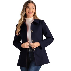 INSPIRE CHIC Women's Work Office Winter Overcoat Single Breasted Point Collar Pea Coat - 1 of 4