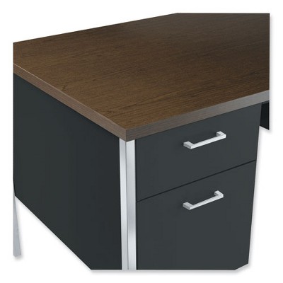 Mocha and Black Wood Desk with Filing Cabinet and Drawer