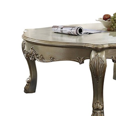 Dresden II Luxurious Antique Gold and Bone Square Coffee Table