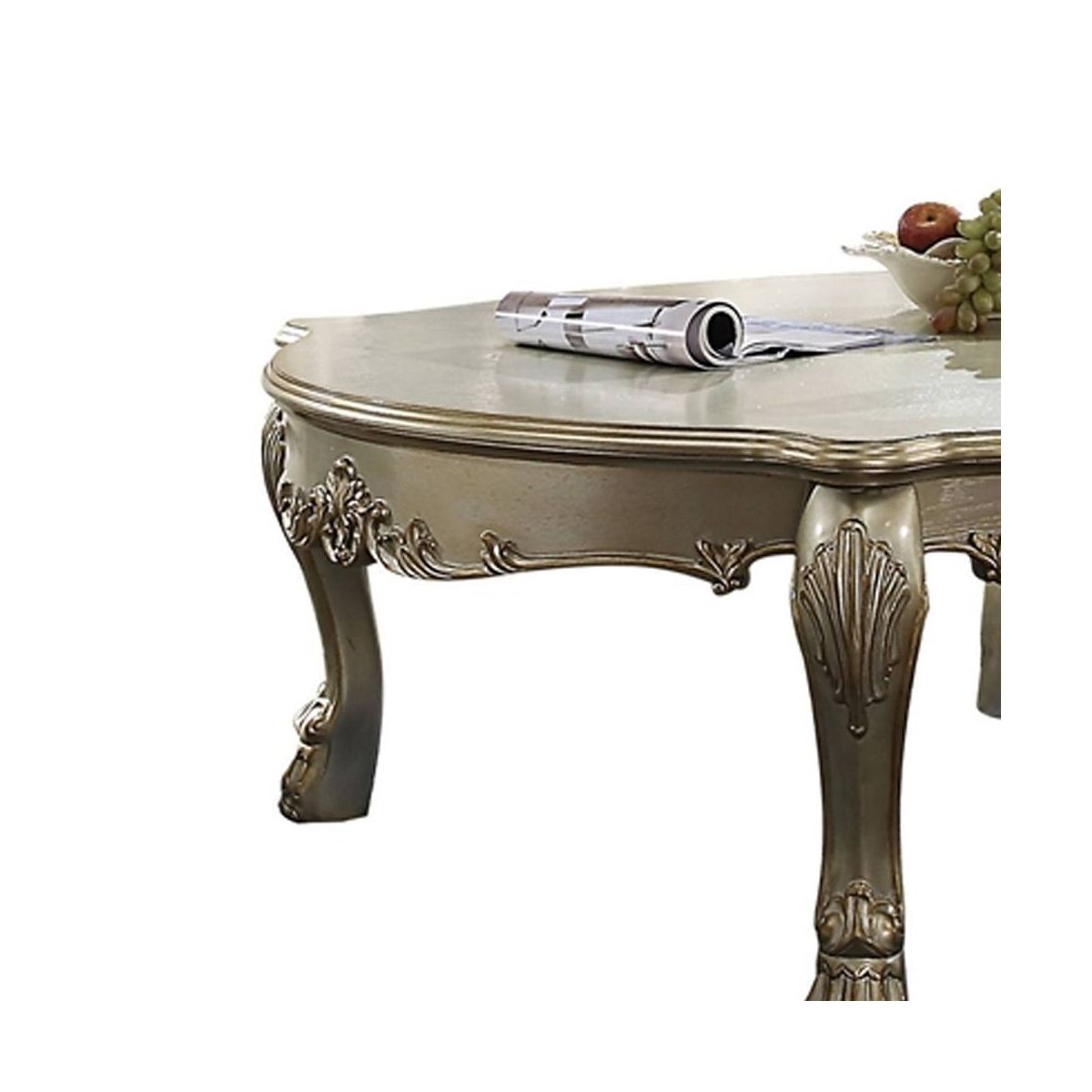 54" Dresden Ii Coffee Table Gold Patina/Bone - Acme Furniture: Handcrafted, Traditional Design, Curved Legs, Wood Composite - thumbnail 6