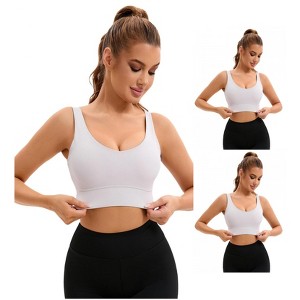 INSPIRE CHIC 3 Pcs Women's U Back V-Neck Padded Workout Crop Top with Built in Bra Sports Bras - 1 of 4
