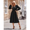 Womens Long Sleeve Maxi Dress  Fall Trendy Elegant V Neck Flowy Wedding Guest Holiday Formal Long Dresses - 4 of 4