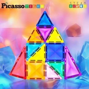 PICASSO-TILES Magnetic Tiles For Kids, Travel Size 13PCS Construction STEM Building Blocks Educational Toy - 1 of 4