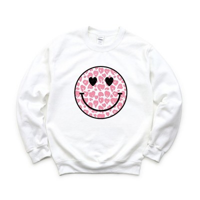 Simply Sage Market Women's Graphic Sweatshirt Leopard Heart Eyes Smiley