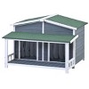 Yami 47.2" Large Wooden  Outdoor Indoor Dog House With Porch, 2 Doors-Maison Boucle - 4 of 4